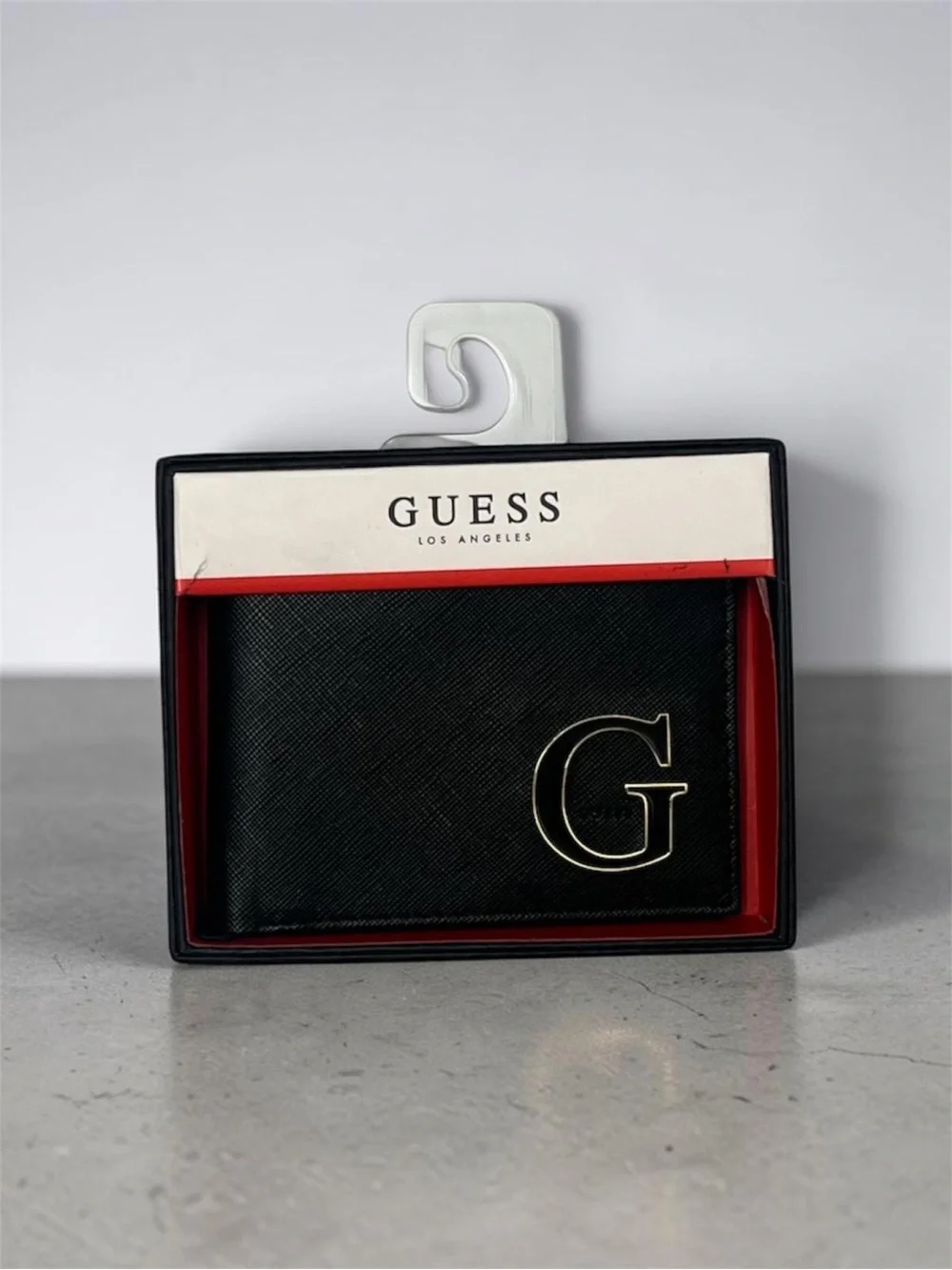 GUESS Black Men's Bifold Wallet with Gold G Accent